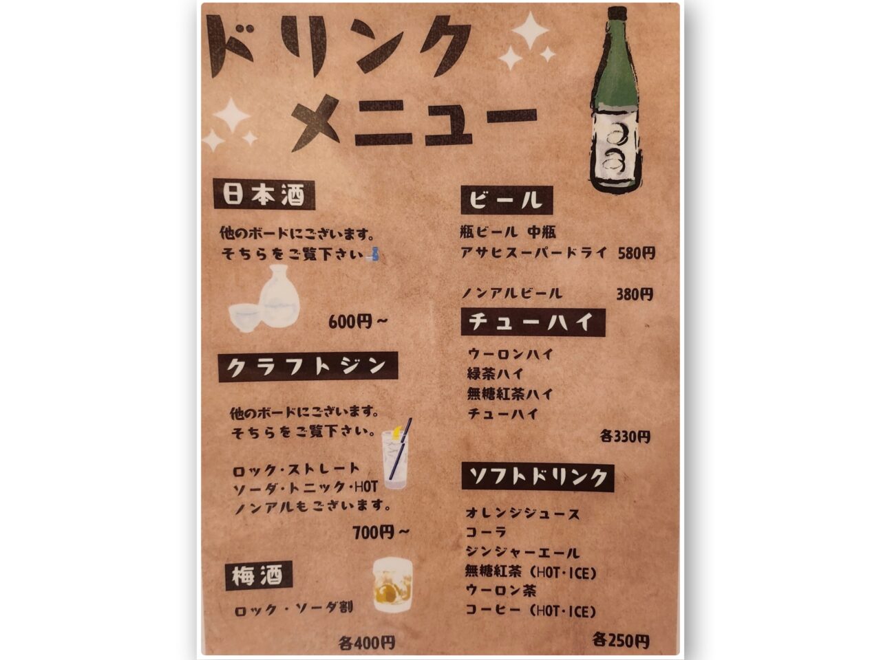 和みカフェにオープンした日本酒 クラフトジン居酒屋Ay